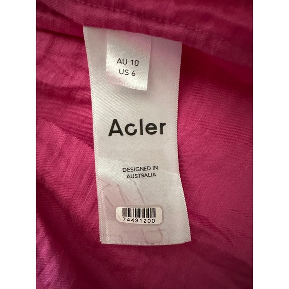 Acler Sloane Puff Sleeve Linen Blend Mini Dress Fuchsia Pink Size US 6 / AU 10 - Picture 8 of 9